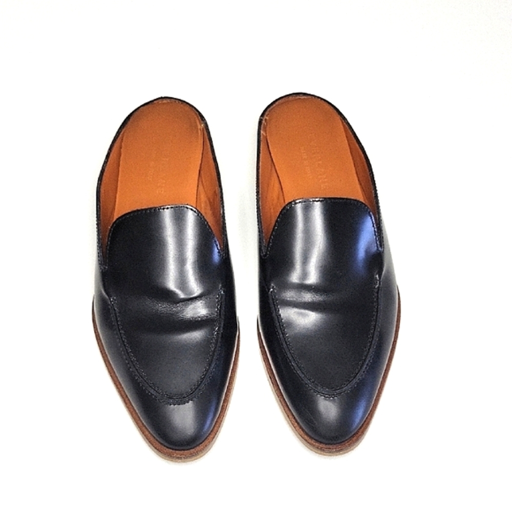 Everlane Women's Black Leather Slip-On Open Back Loafers size 7